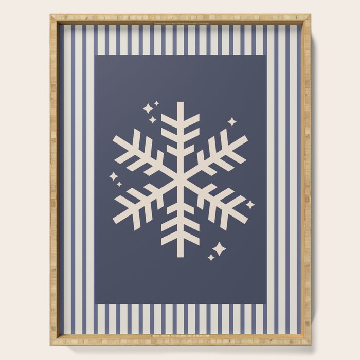 Snowflake Blue Striped Serving Tray Gallery Image 1