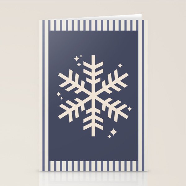 Snowflake Blue Striped Stationery Card Gallery Image 1