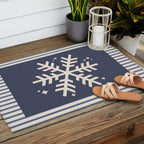 Snowflake Blue Striped Outdoor Rug Gallery Image 2