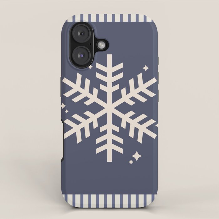 Snowflake Blue Striped iPhone Case Gallery Image 1