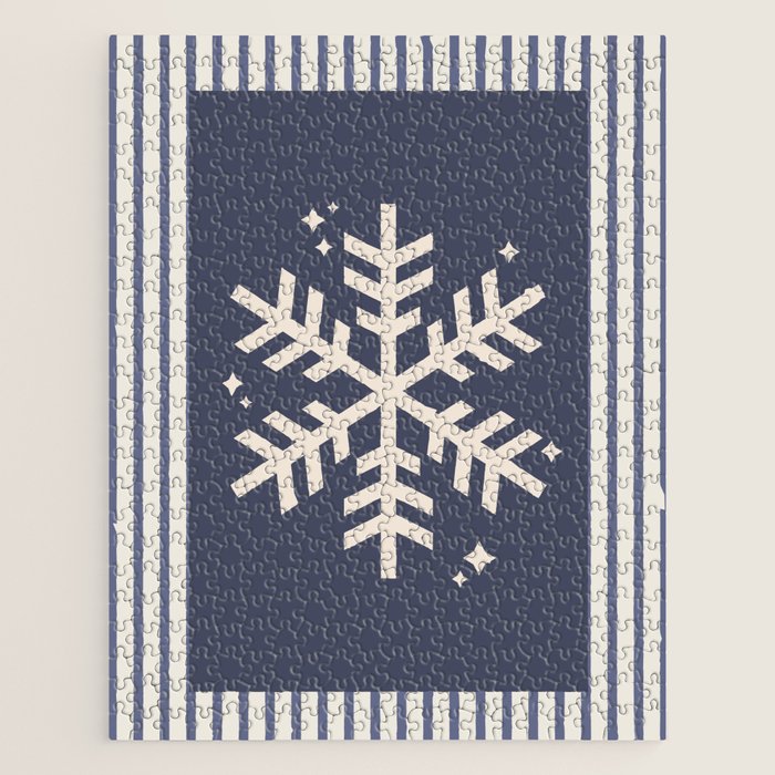 Snowflake Blue Striped Jigsaw Puzzle Gallery Image 1