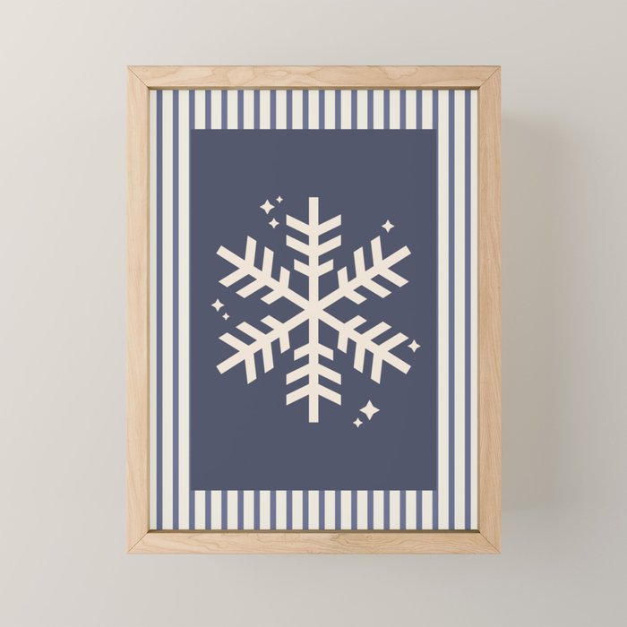 Snowflake Blue Striped Mini Art Print Gallery Image 1
