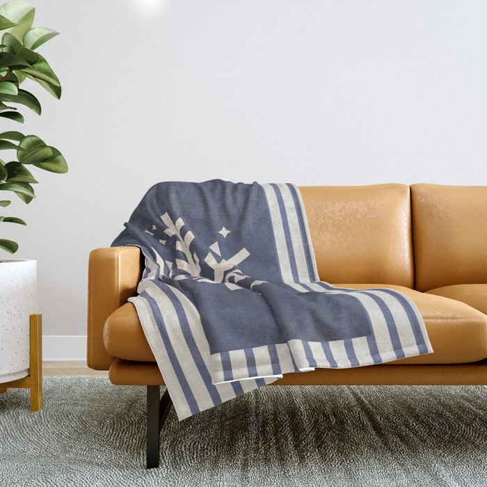 Snowflake Blue Striped Throw Blanket Gallery Image 1