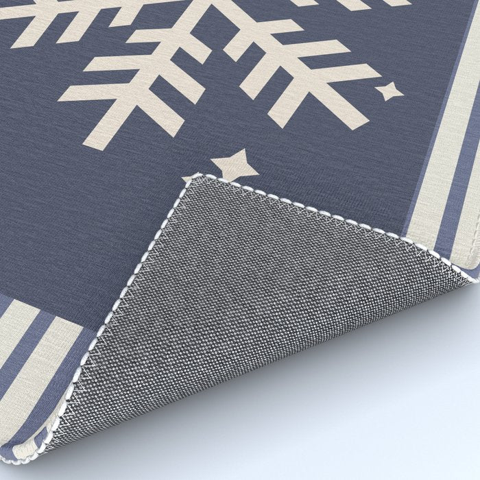 Snowflake Blue Striped Rug Gallery Image 4