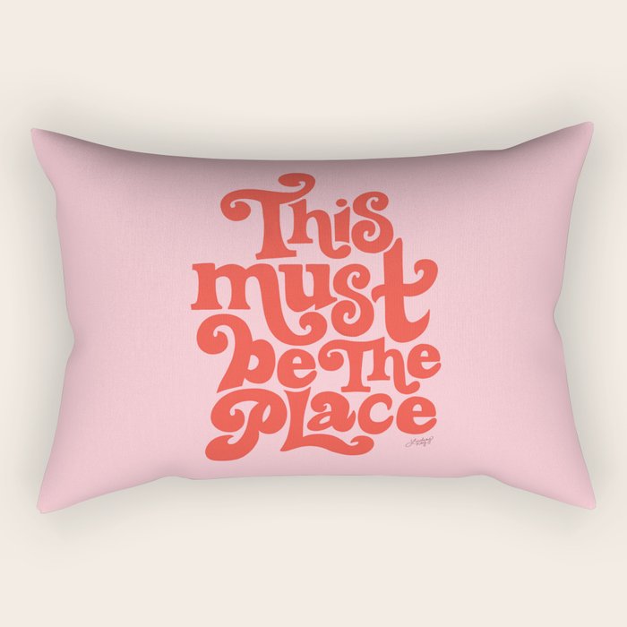 This Must Be The Place (Pink/Red Palette) Rectangular Pillow Gallery Image 1