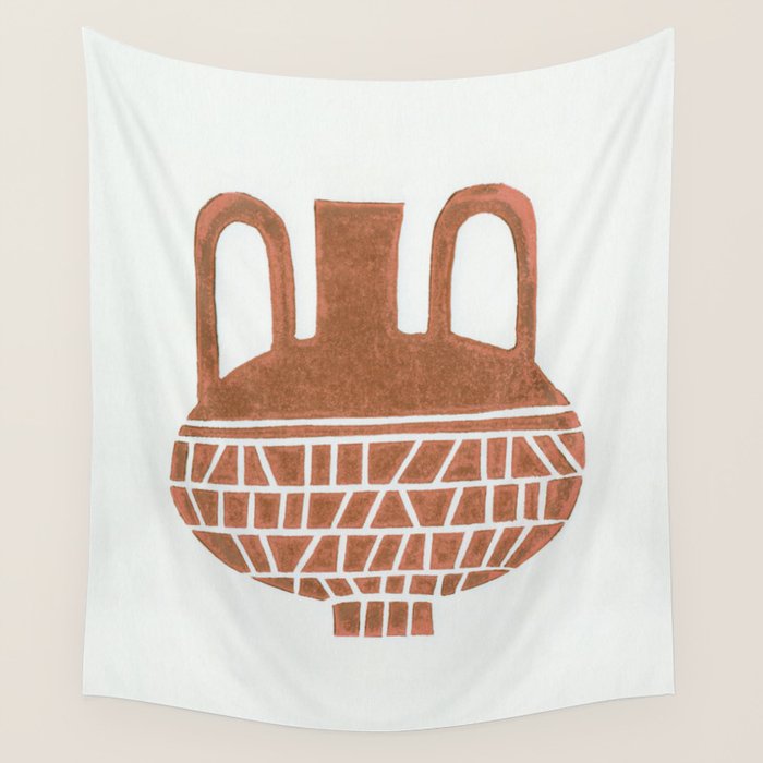 Linocut Vase #2 Wall Tapestry Gallery Image 1