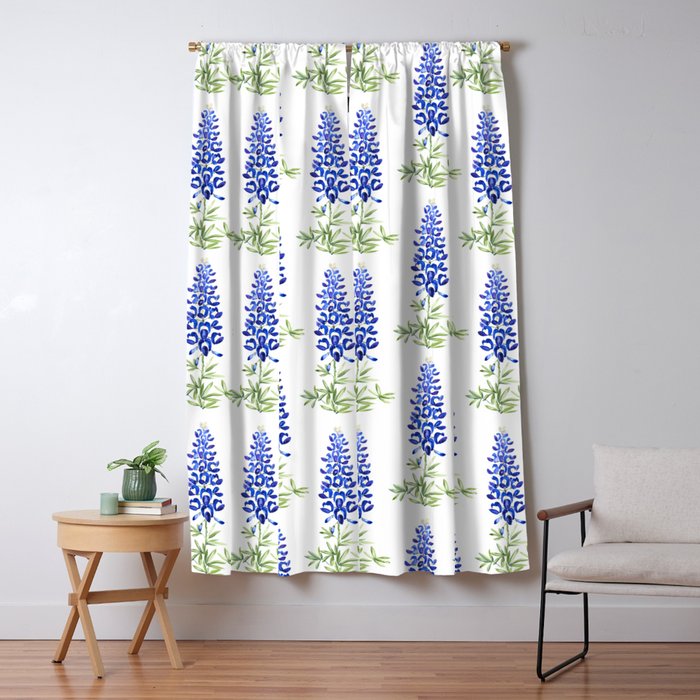 Texas bluebonnet in watercolor Window Curtain Gallery Image 1