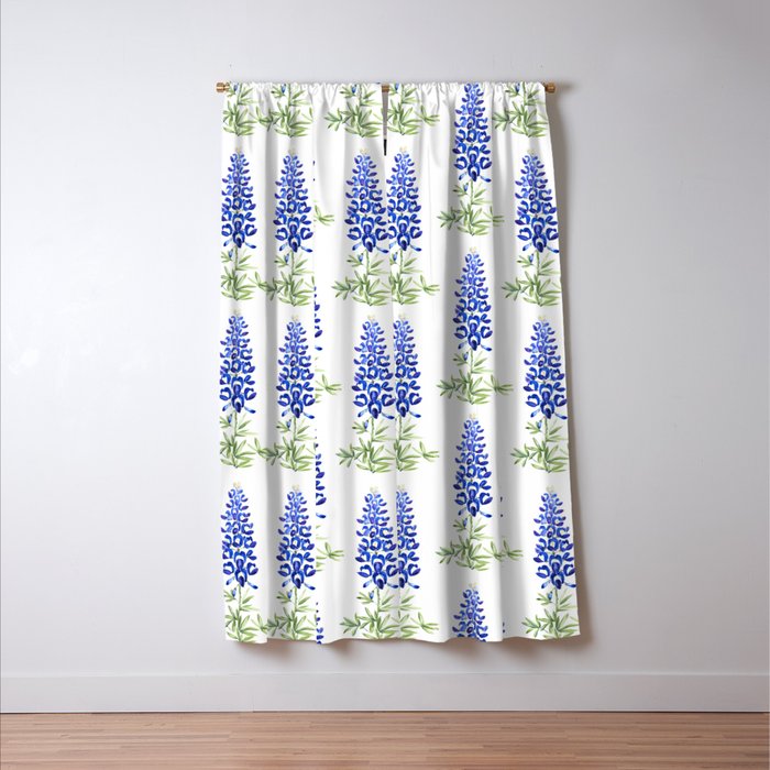 Texas bluebonnet in watercolor Window Curtain Gallery Image 3