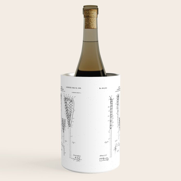 Lacrosse Stick Patent - Lacrosse Player Art - Black Chalkboard Wine Chiller Gallery Image 1