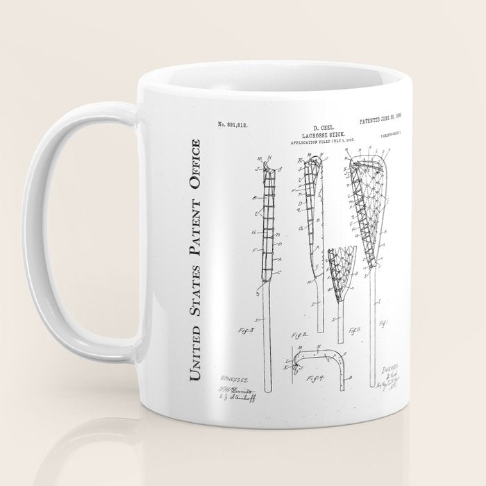 Lacrosse Stick Patent - Lacrosse Player Art - Black Chalkboard Coffee Mug Gallery Image 3
