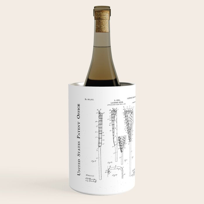Lacrosse Stick Patent - Lacrosse Player Art - Black Chalkboard Wine Chiller Gallery Image 2
