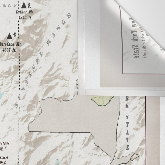 NYS Adirondack 46er Atlas Inspired area map Wall Tapestry Gallery Image 3