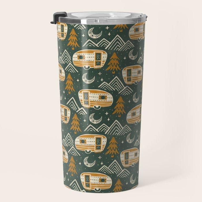 Little Camper - forest green and gold Travel Mug Gallery Image 3
