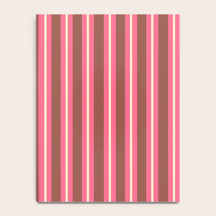 Eclectic Stripes Vertical Pattern in Brown Pink Cream Notebook Gallery Image 4