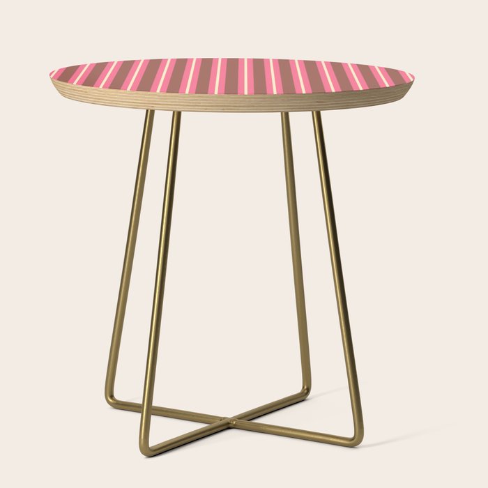 Eclectic Stripes Vertical Pattern in Brown Pink Cream Side Table Gallery Image 1