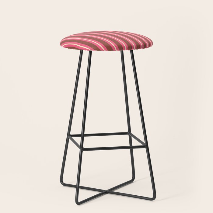 Eclectic Stripes Vertical Pattern in Brown Pink Cream Stool Gallery Image 1