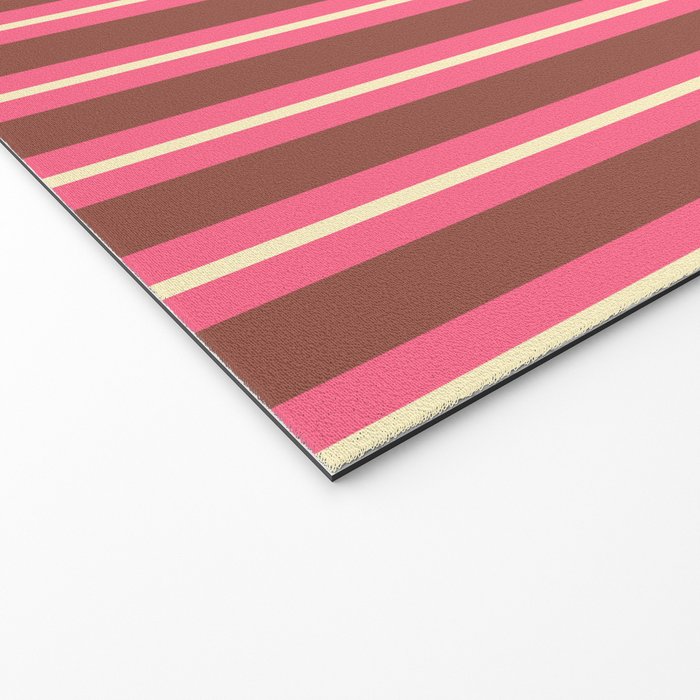 Eclectic Stripes Vertical Pattern in Brown Pink Cream Welcome Mat Gallery Image 2
