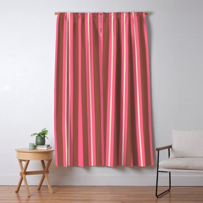 Eclectic Stripes Vertical Pattern in Brown Pink Cream Window Curtain Gallery Image 5