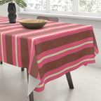 Eclectic Stripes Vertical Pattern in Brown Pink Cream Tablecloth Gallery Image 3