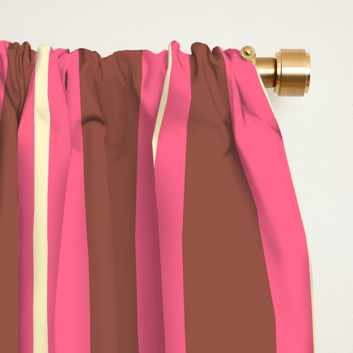 Eclectic Stripes Vertical Pattern in Brown Pink Cream Window Curtain Gallery Image 2