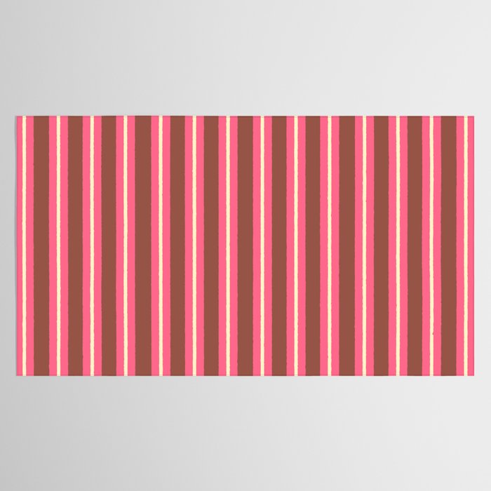 Eclectic Stripes Vertical Pattern in Brown Pink Cream Tablecloth Gallery Image 2