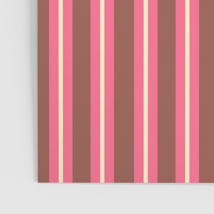 Eclectic Stripes Vertical Pattern in Brown Pink Cream Poster Gallery Image 3