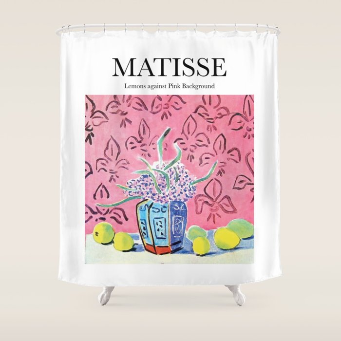 Lemons against Pink Background by Henri Matisse - Artwork Design Shower Curtain Gallery Image 1