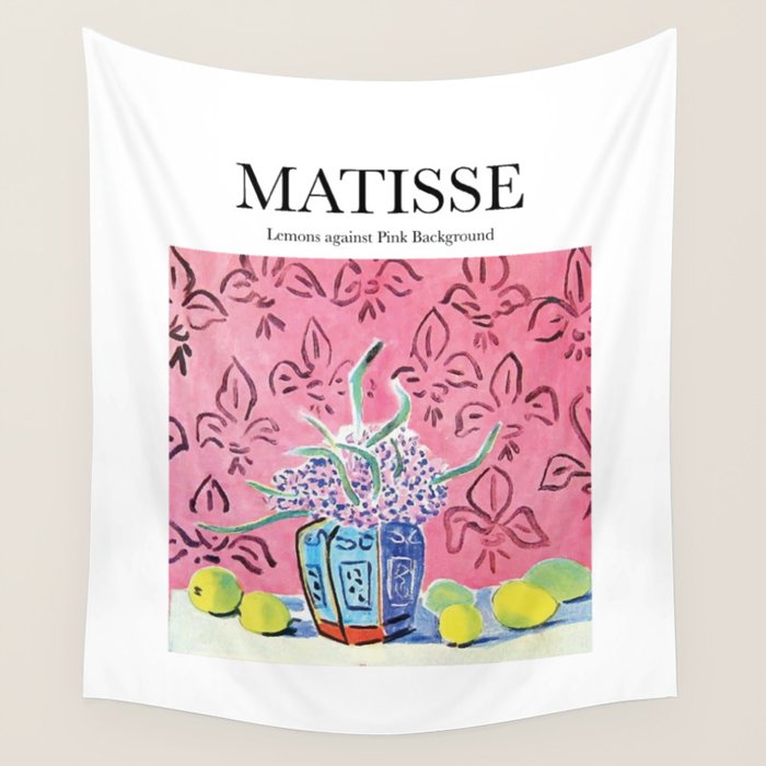 Lemons against Pink Background by Henri Matisse - Artwork Design Wall Tapestry Gallery Image 4