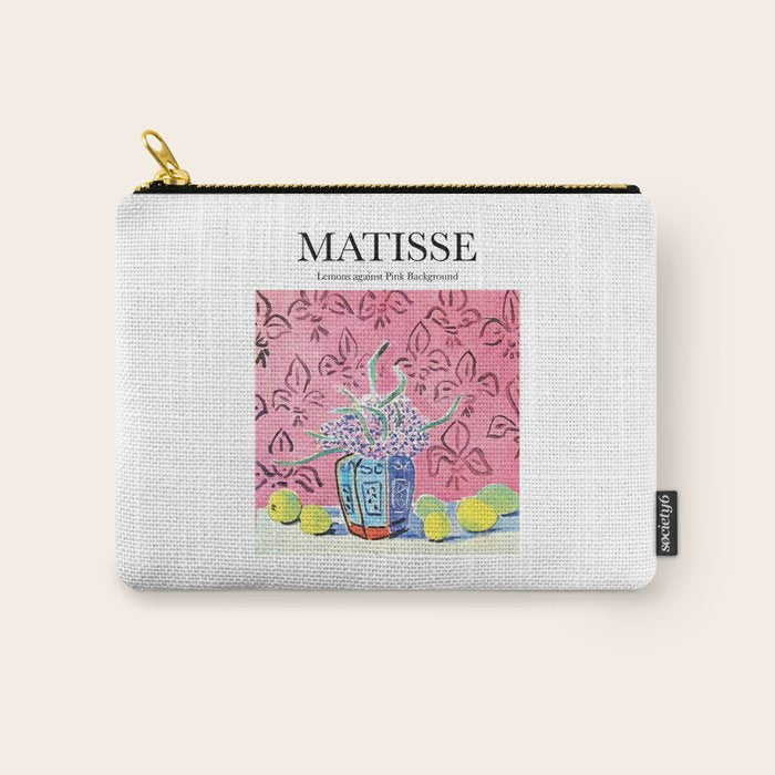 Lemons against Pink Background by Henri Matisse - Artwork Design Carry All Pouch Gallery Image 1