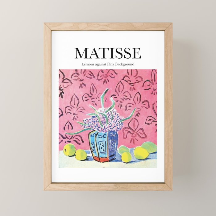 Lemons against Pink Background by Henri Matisse - Artwork Design Mini Art Print Gallery Image 1