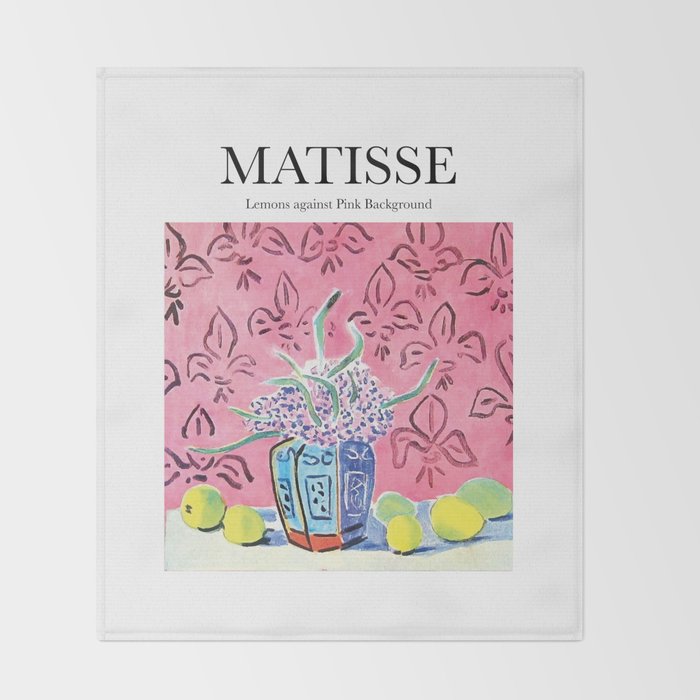 Lemons against Pink Background by Henri Matisse - Artwork Design Throw Blanket Gallery Image 2