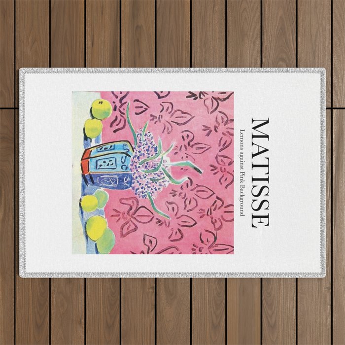 Lemons against Pink Background by Henri Matisse - Artwork Design Outdoor Rug Gallery Image 1