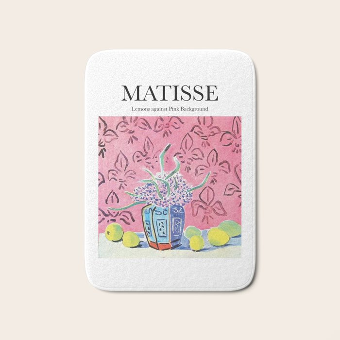 Lemons against Pink Background by Henri Matisse - Artwork Design Bath Mat Gallery Image 1
