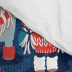 Let it gnome // blue background little Santa's helpers preparing for Christmas neon red classic oxford and pastel blue dressed gnomes Comforter Gallery Image 4
