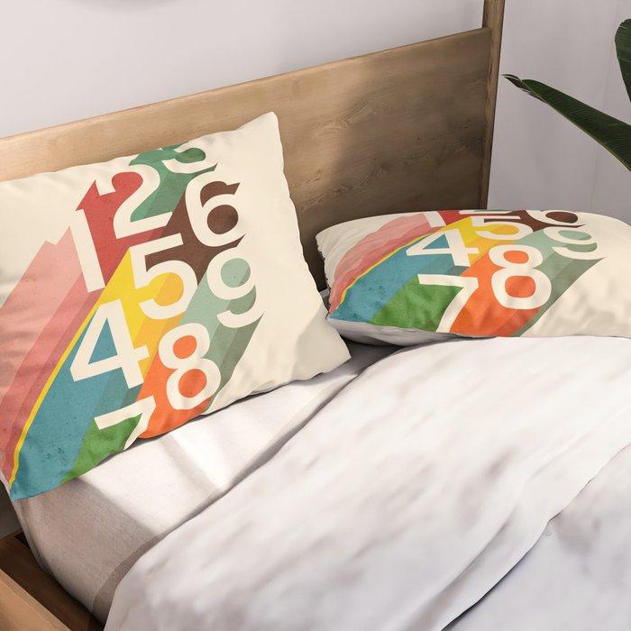 Retro Numbers Pillow Sham Gallery Image 2