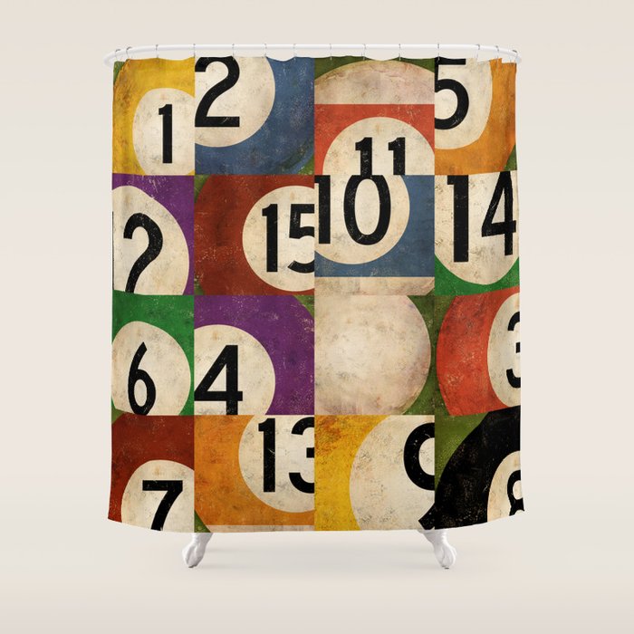 Billiards pool balls graphic art Shower Curtain Gallery Image 1