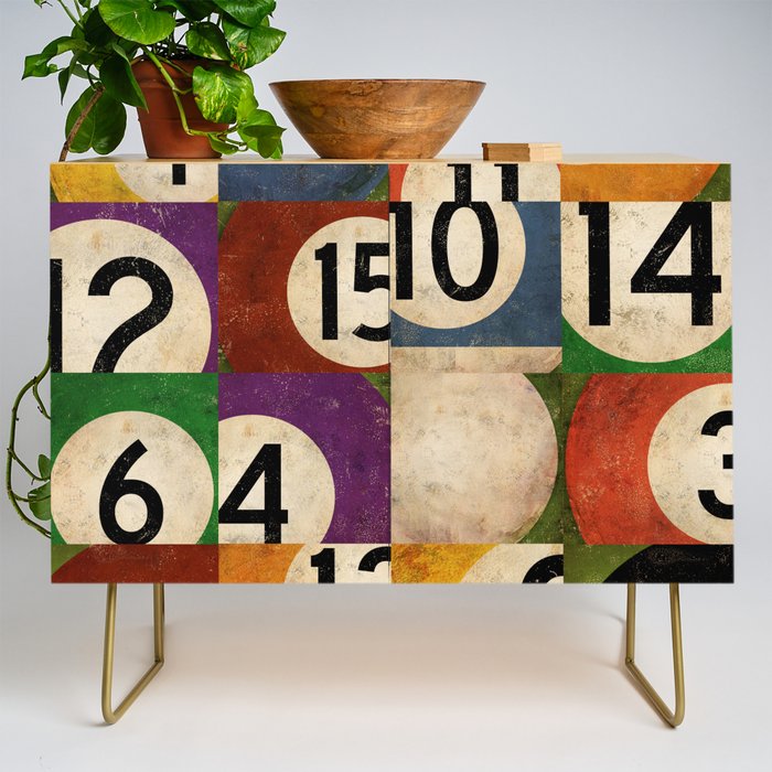 Billiards pool balls graphic art Credenza Gallery Image 1
