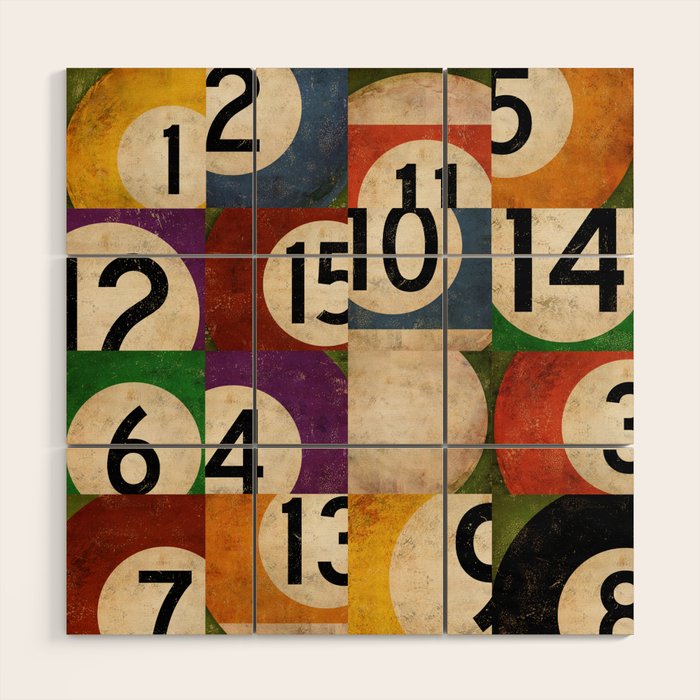 Billiards pool balls graphic art Wood Wall Art Gallery Image 1