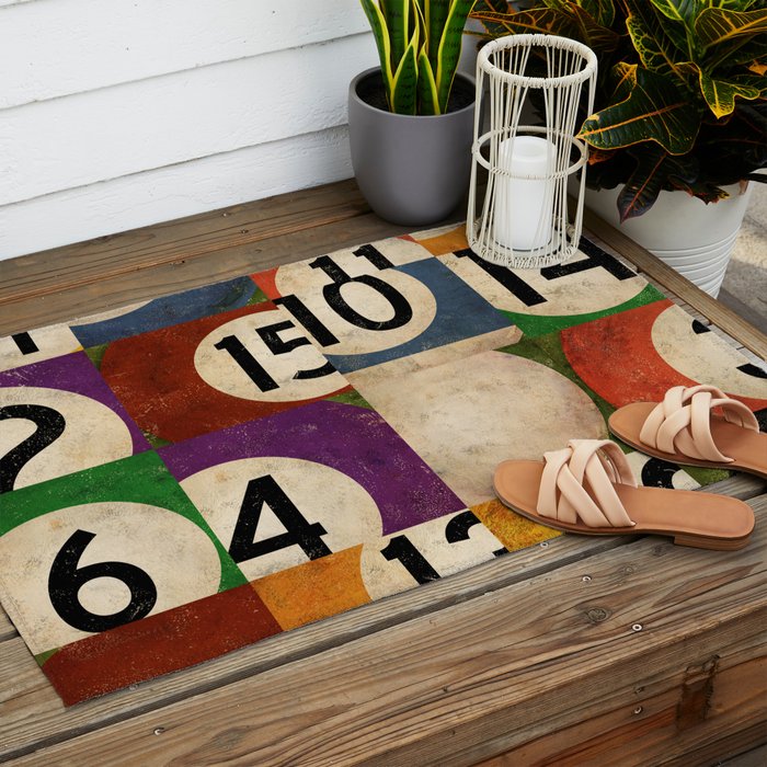Billiards pool balls graphic art Outdoor Rug Gallery Image 2