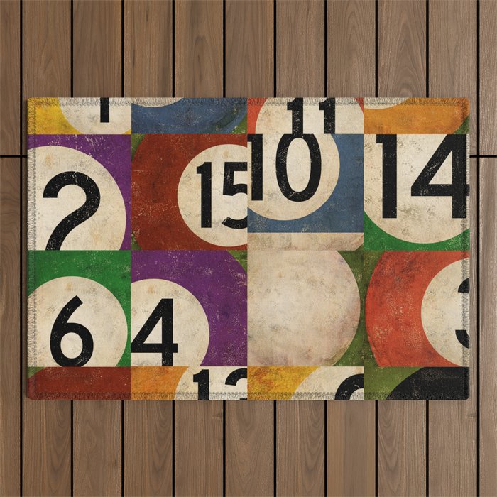 Billiards pool balls graphic art Outdoor Rug Gallery Image 1