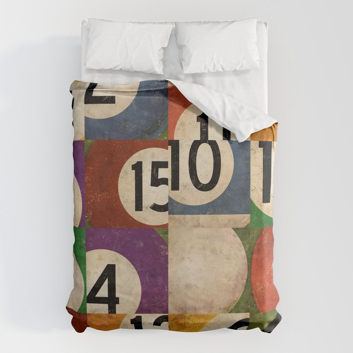 Billiards pool balls graphic art Duvet Cover Gallery Image 1