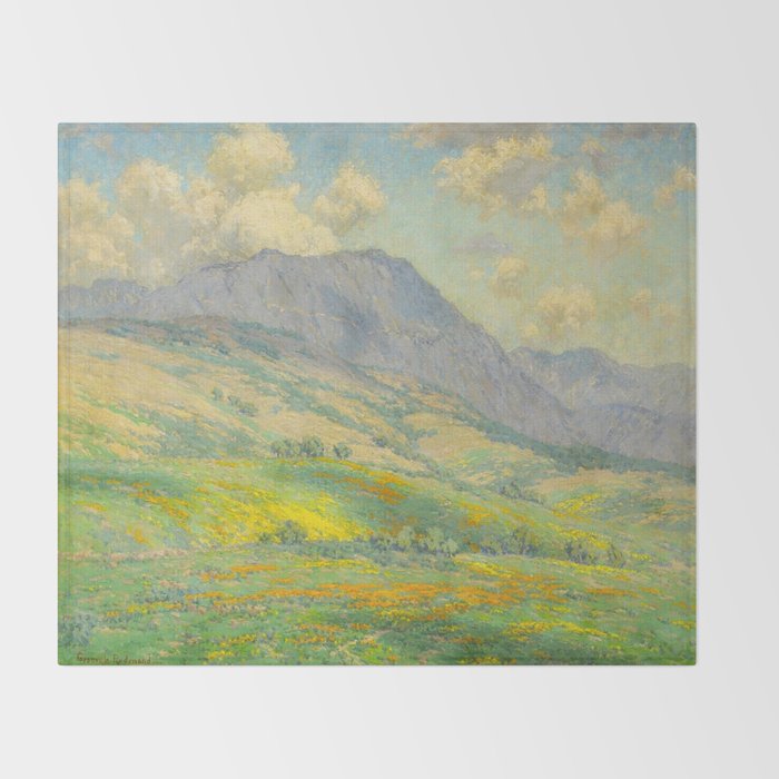 Granville Redmond Hazy Day in Antelope Valley, 1932 Oil Painting Vintage American Art Throw Blanket Gallery Image 2