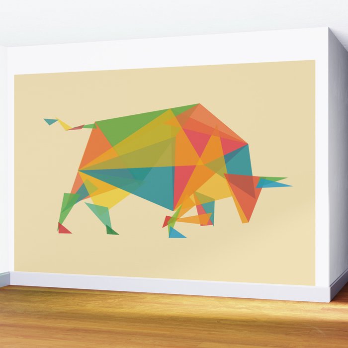 Fractal Geometric Bull Wall Mural Gallery Image 2
