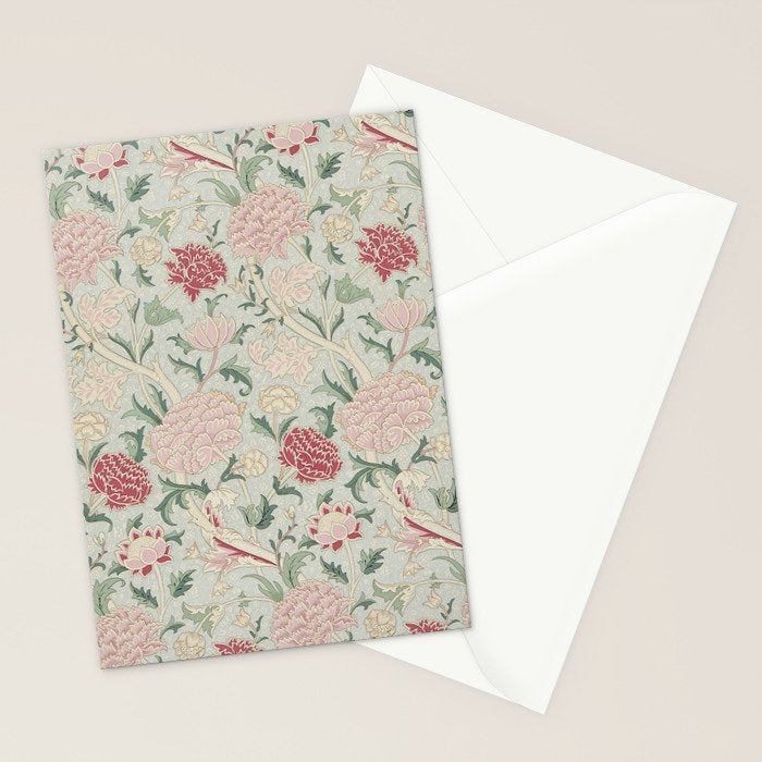 William Morris Vintage Cray Duck Egg Pink Stationery Card Gallery Image 2