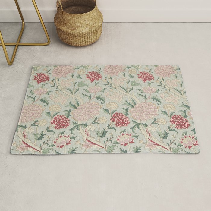 William Morris Vintage Cray Duck Egg Pink Rug Gallery Image 1