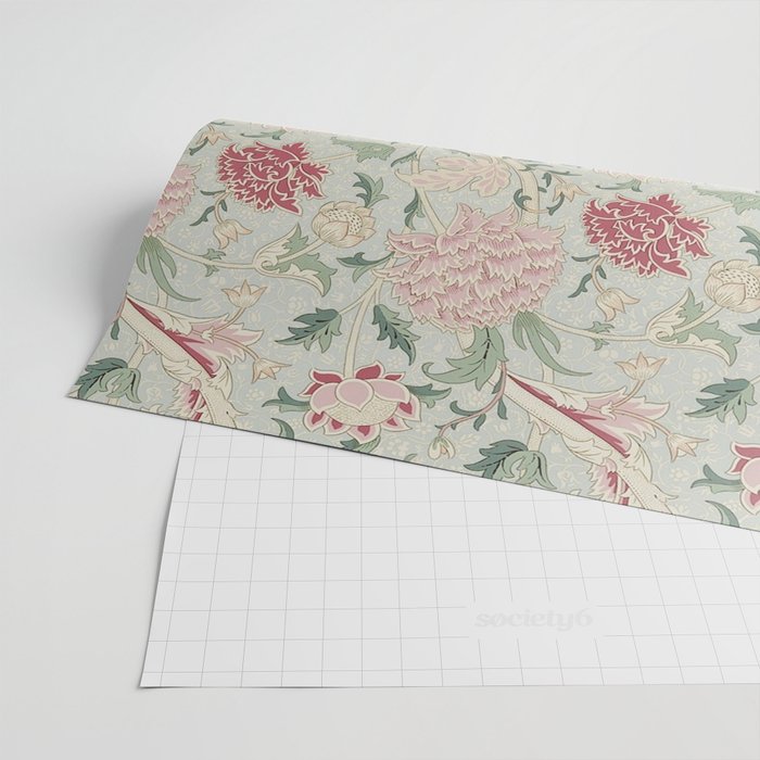 William Morris Vintage Cray Duck Egg Pink Wrapping Paper Gallery Image 2