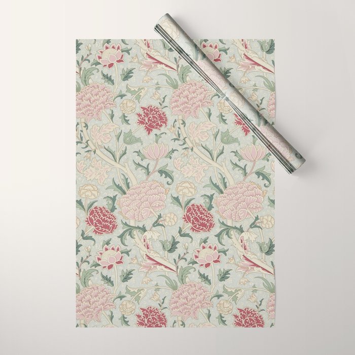 William Morris Vintage Cray Duck Egg Pink Wrapping Paper Gallery Image 1
