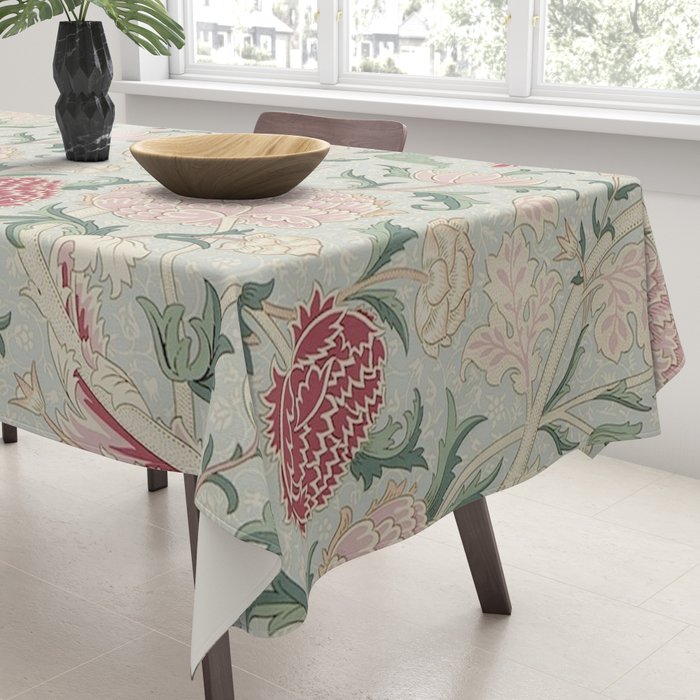 William Morris Vintage Cray Duck Egg Pink Tablecloth Gallery Image 3