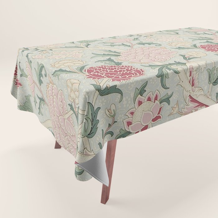 William Morris Vintage Cray Duck Egg Pink Tablecloth Gallery Image 1