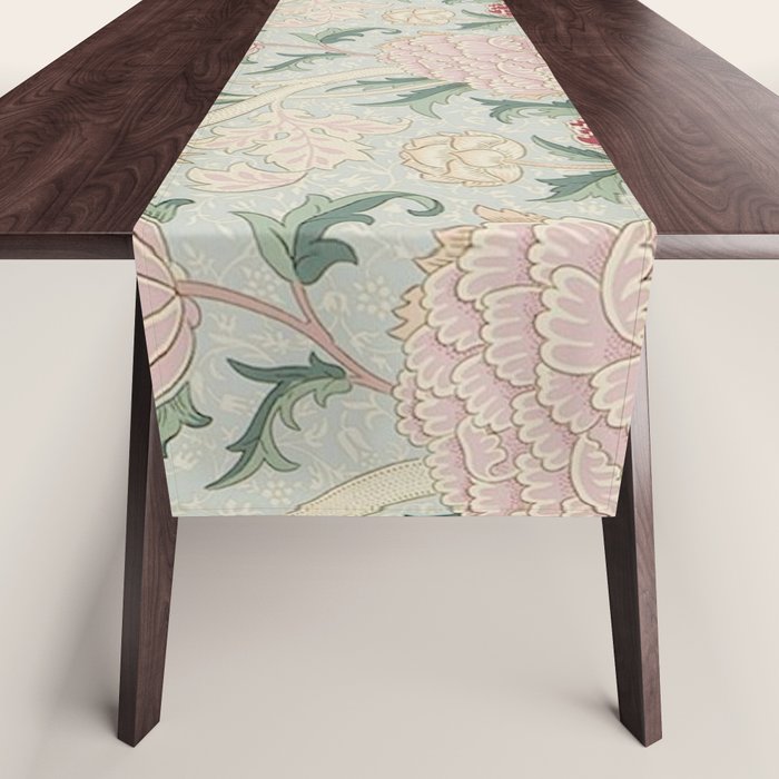 William Morris Vintage Cray Duck Egg Pink Table Runner Gallery Image 1